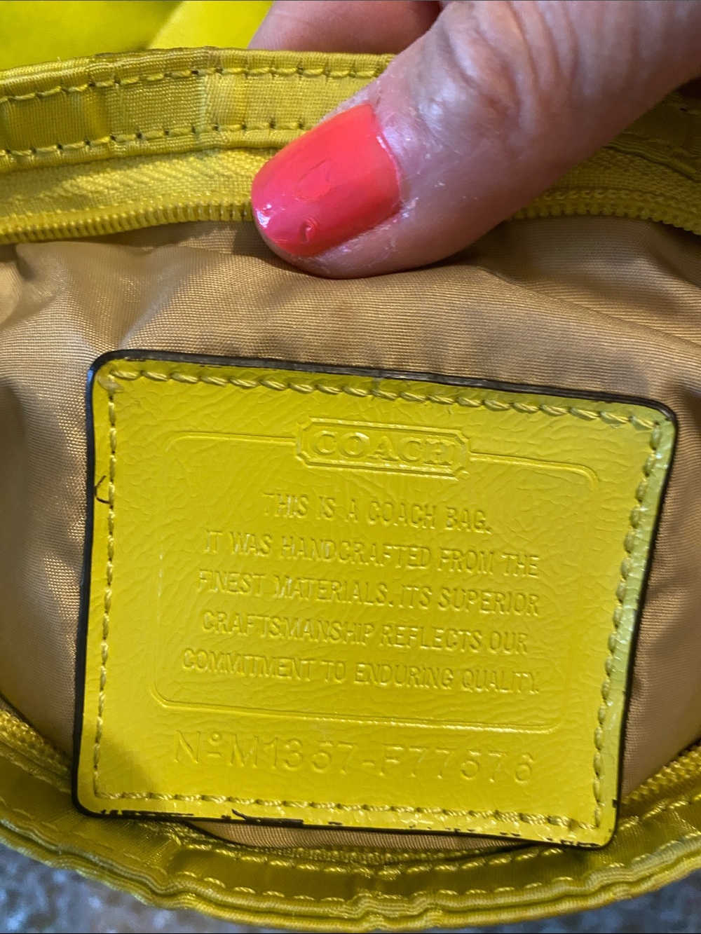 Coach Citrine and Beige Signature Nylon Tote with Front Zip Pocket - Picture 6 of 9